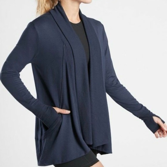 Athleta Sweaters - ATHLETA Pranayama Wrap with Shawl Collar - Navy XL